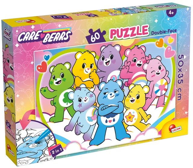 lisciani-care-bears-puzzle-df-plus-60-puzzle-double-face-colorier image 1