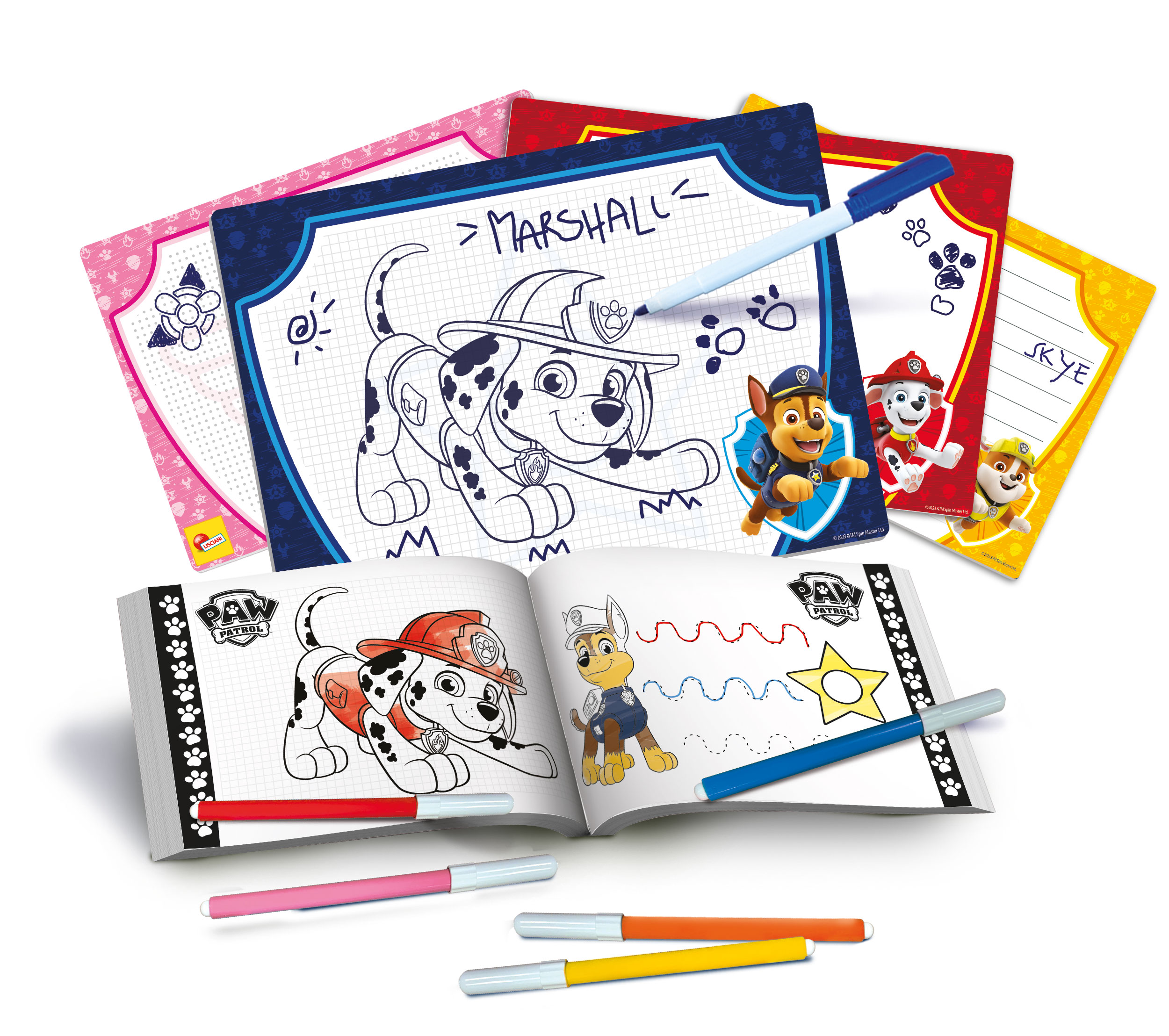 lisciani-paw-patrol-drawing-school-cole-de-dessin-avec-livre-et-ardoises image 2