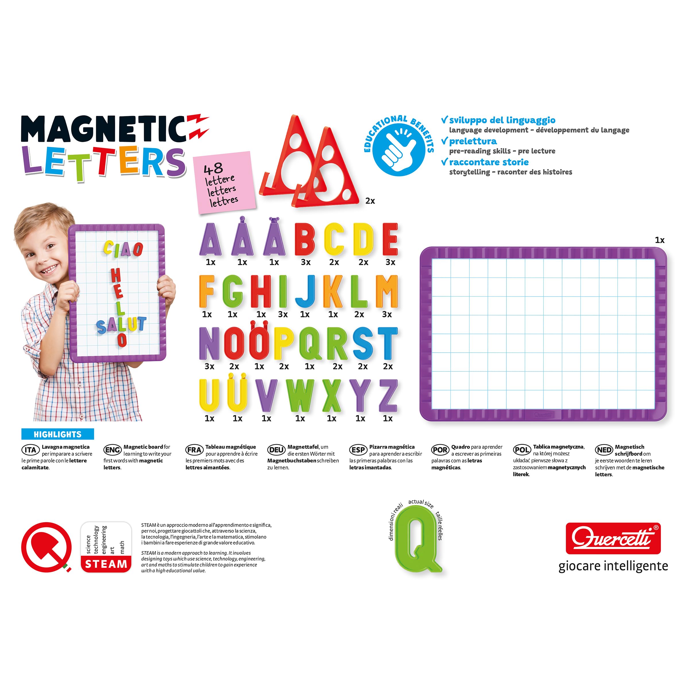 quercetti-5181-tableau-magn-tique-letters-tableau-blanc-avec-48-lettres-magn-tiq image 7