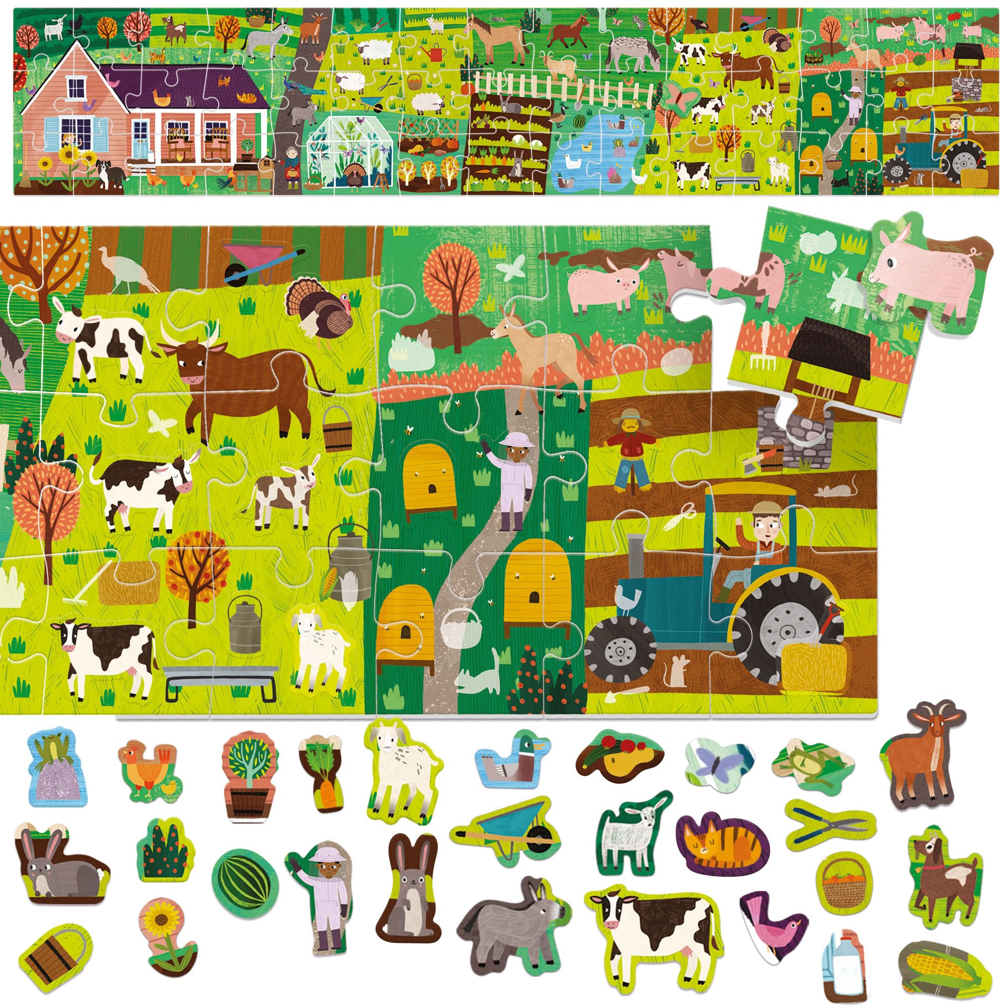 headu-puzzle-stickers-the-farm-long-puzzle-ducatif-45-pi-ces-106-stickers image 2