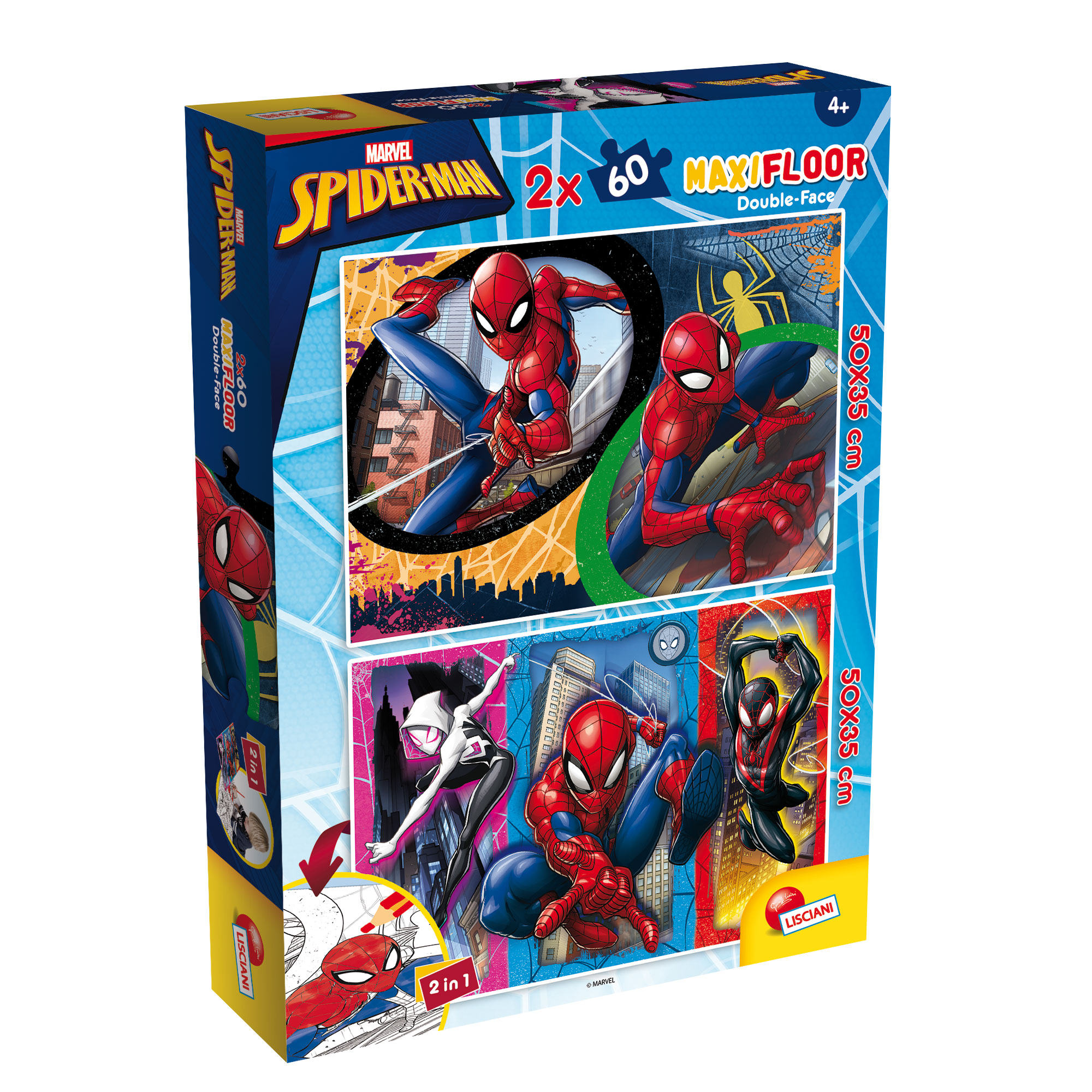 lisciani-marvel-puzzle-double-face-maxifloor-2x60-spider-man image 1